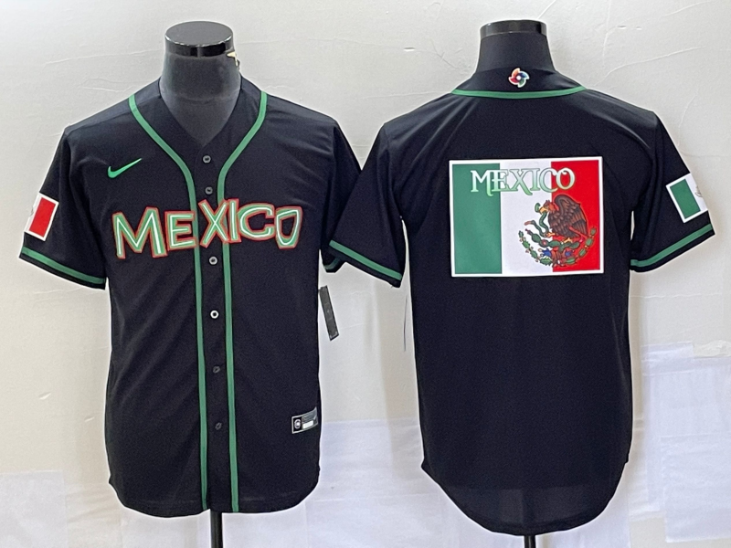 Men's Mexico Baseball 2023 Black World Baseball Classic Team Big Logo Stitched Jersey Men's Mexico Baseball 2023 Black World Baseball Classic Team Big Logo Stitched Jersey